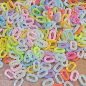 100Pcs Colorful Oval Chunky chain links,Plastic Open chain links,Curb chain links,Acrylic Chains for Jewelry Making Chain,choose your like