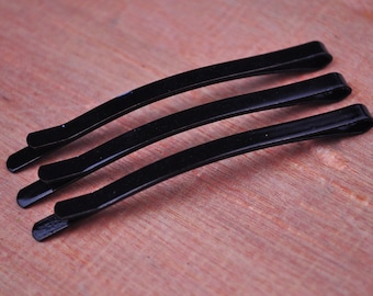 50PCS Black tone long metal bobby pins,Hair clip,hair pin,Black plated clip,Black bobby pin--62x4mm.