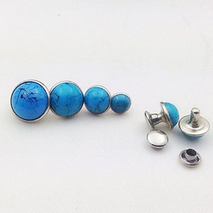 50Pcs Turquoise Rivet,Blue/Green/Red /Faux pearl Brass Studs rivets,Single Cap Marble Synthetic Decorations rivets Leather Craft Supplies