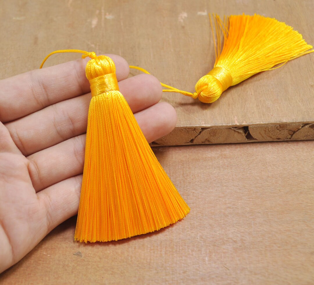 2pcs Yellow Silk Tassel,82mm Large Tassels,hand Made Silk Tassel