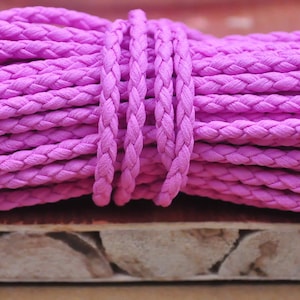 Cordon de 10 yds 3 mm, cordon en similicuir, cordon en cuir PU tressé rose, bande de cuir tressé, collier bricolage bracelet bijoux