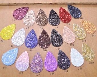 6/10/20/50pcs Glitter Leather Teardrops For Earrings,Necklaces,21 Color,Leather earring shapes,faux leather Tear Drop Die Cuts.