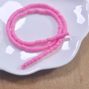 4mm vinyl Heishi beads,Deep Pink polymer clay beads, African vinyl beads, Polymer Clay DIY Making Jewelry Bead,Length 40cm--38#