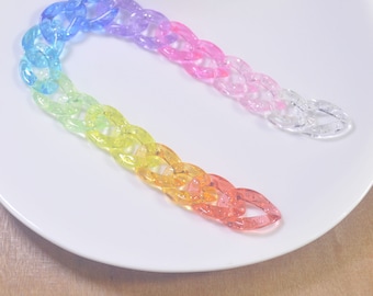 Glitter Plastic Chain,27.5 » Chunky chaînes liens, Transparent Plastic Open chaînes liens, Curb liens de chaîne, Chaînes acryliques pour la chaîne de fabrication de bijoux