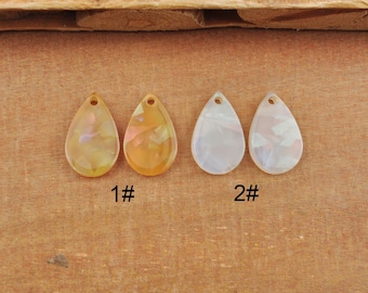 4-100 piezas de dijes de acetato, componentes para pendientes de acetato acrílico, colgante de lágrima de carey blanco/marrón, pendientes colgantes, 18 x 11 mm