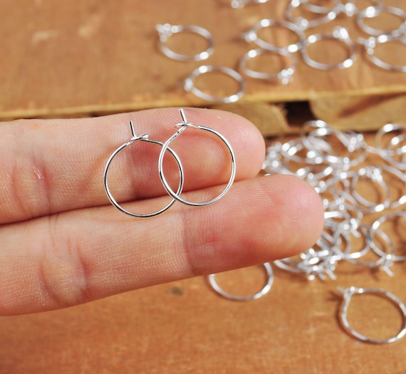 18k Earring Hoops 10 30 50 100pcs 15mm Silver Circle Earrings Round Earring Hoop earring Wires Jewelry Making Etsy