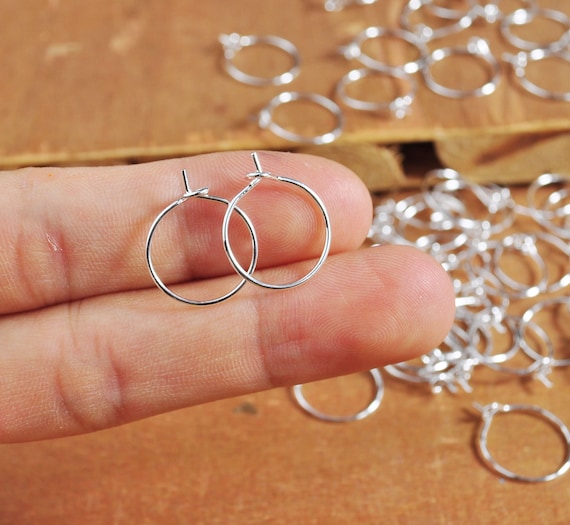 18k Earring Hoops,10/30/50/100pcs 15mm Silver Circle Earrings