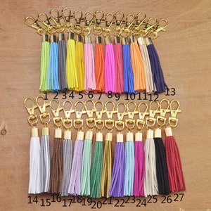 Wholesale Mixed Color Leather Tassel,Gold plated Tassel Key Chain,leather tassel keychain,clip on tassel,Large tassel keychain