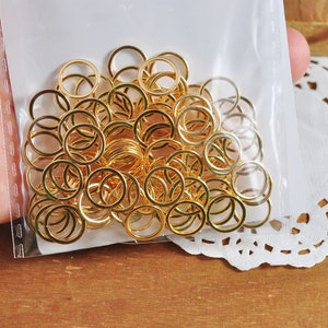 10-100pcs 18K Gold Round Link Charms 10mm, 18K Real Gold Plated Brass Ring Loops, Circle Connectors，Round Cut Tube Circles Supplies