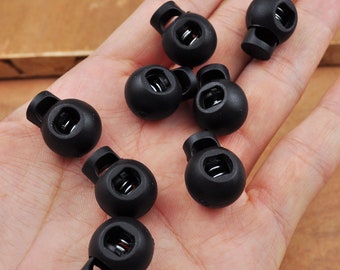 10-100Pc Plastic Single Hole Round Cordlock,Toggles Stopper,15mm drawstring lock,Black cord lock,elastic cord stop,Toggle Lock supply