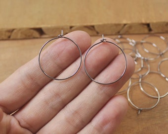 50 Pairs earring,1"(20mm/25mm/30mm/35mm/40mm) Gunmetal earring hoop,Hoop Earrings.