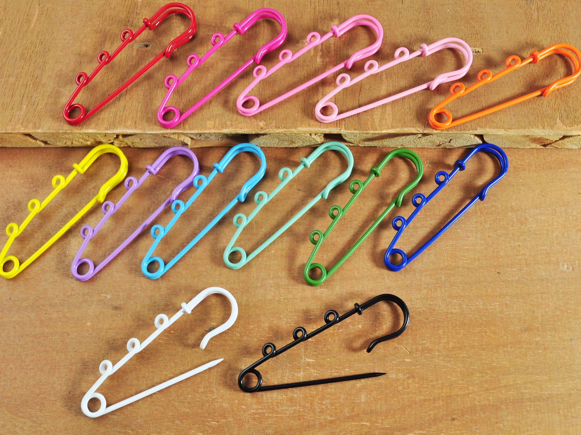 13 Colors,enamel Metal Safety Pin,colorful Safety Pin With 3 Loops,big ...