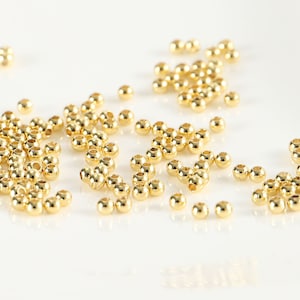 50-1000Pcs 18k Gold Round Beads, 2.5mm 18k Gold Beads,Spacer Bead,Gold beads For DIY Jewelry Bracelet and Necklace