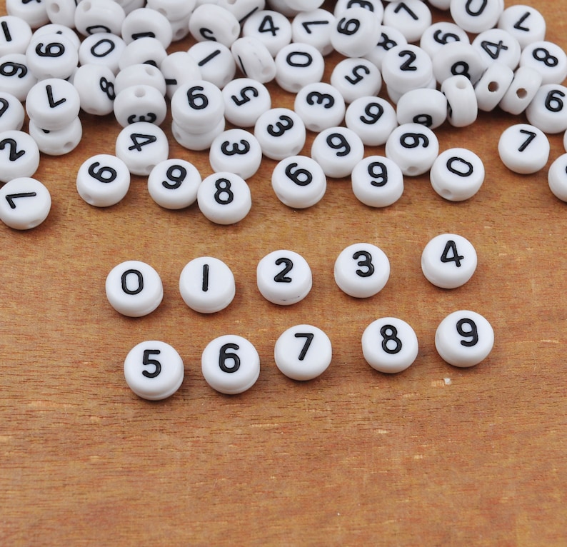White&black Number Beads,0-9, Letter Beads, 123 Beads, 7mm Little Round ...
