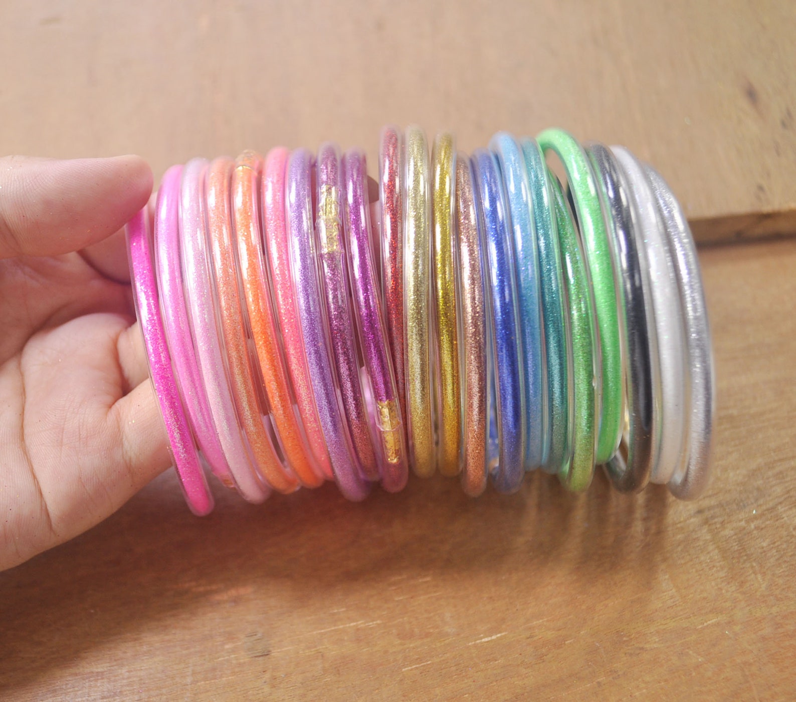 5Pcs Glitter Jelly Bangle Bracelet Set 21 ColorsPlastic with Etsy