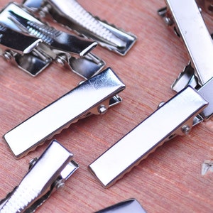 50PCS--28x6mm Silver plated flat metal hair alligator clip,Alligator Clip,Hair Clip, Hair Bow, Set of Clips, Crafting Supplies