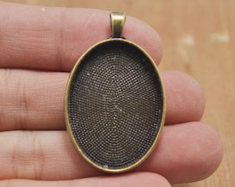 5 plateaux pendentifs ovales en bronze, montures de pendentif vierges, montures de pendentifs ovales montures de cabochon de lunette camée--22 mm x 30 mm