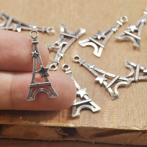 20pcs Antique Silve Eiffel Tower charms,Paris charm,French Theme,Eiffel Tower and Stars Pendant,Double Sided 26x13mm