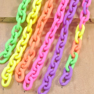 Iridescent Plastic Chain,27.5“ Oval Chunky chain links,Plastic Open chain links,Curb chain links,Acrylic Chains for Jewelry Making Chain