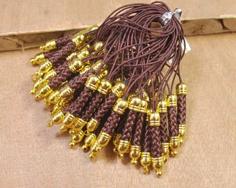 20 pcs/50pcs/100pcs  Coffee Cell Phone Lanyard Strap Cords，Mobile Lariat Strap Cords With Gold Metal Connectors-- 5x72mm