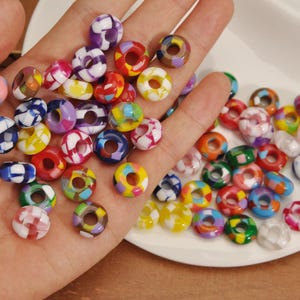 30/50/100Pcs Round Multicolour Resin Beads，14mm Small Colored Acrylic Beads,Round Loose Beads, Rainbow acrylic beads，14mmx7mm beads