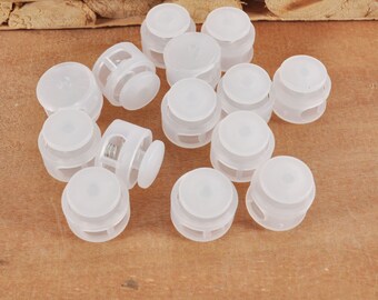 10 Plastic Toggle Cord Locks,milky white spring button toggles,Double Hole Toggle Cord Lock,elastic cord locks,Face Mask toggle lock,Cording