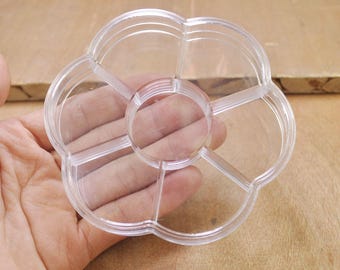 5pcs of  Flower Shaped Clear Plastic Boxes, Plastic Containers, plastic box,Parts Storage Box,Jewelry/Sewing Tool Boxes-- 103mm