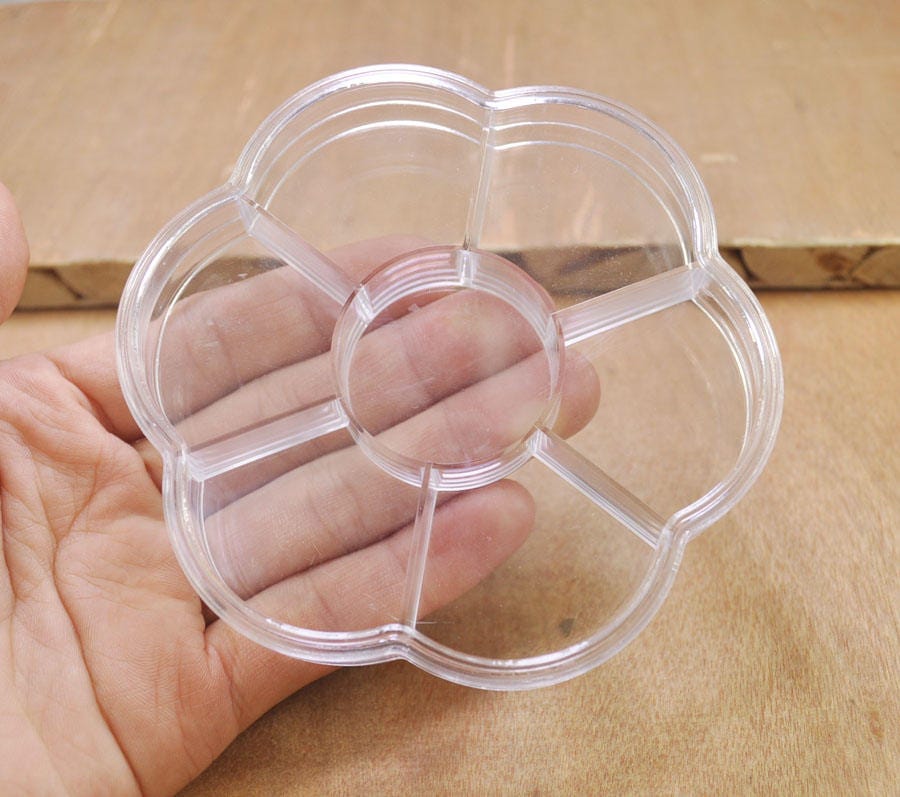 5 cajas de plástico transparente con forma de flor, contenedores de plástico, caja de plástico, caja de almacenamiento de piezas, cajas para joyas/her