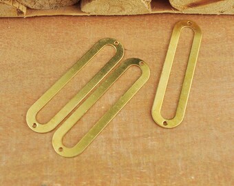 30 pcs/50 anneaux ovales plats en laiton brut, connecteurs ovales, breloque ovale. Boucle d'oreille pendentif ovale - 11,5 x 46 mm