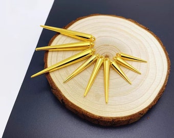 Abalorios CCB Spike - Juego de 50 piezas - Colgante de pinchos de 23 mm/51 mm, cuentas cónicas de pinchos dorados con agujeros, pinchos de plástico