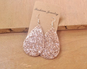 1 Pair Glitter Leather Teardrops Earring,Champagne Teardrop Earrings,Teardrop Earring Jewelry,faux leather Tear Drop Earring Charm-FF4302#