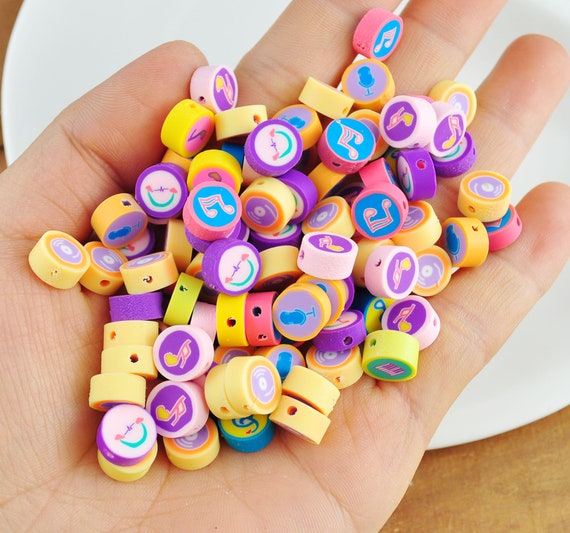 40pcs 10mm Music Multicolor Polymer Clay Beads,vinyl Beads,musical