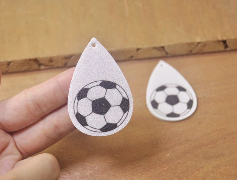 10Pcs White Football Leather Teardrop Charm Pendants,Faux Leather,vegan leather earrings,Football Earrings,Double sided--FC5113#