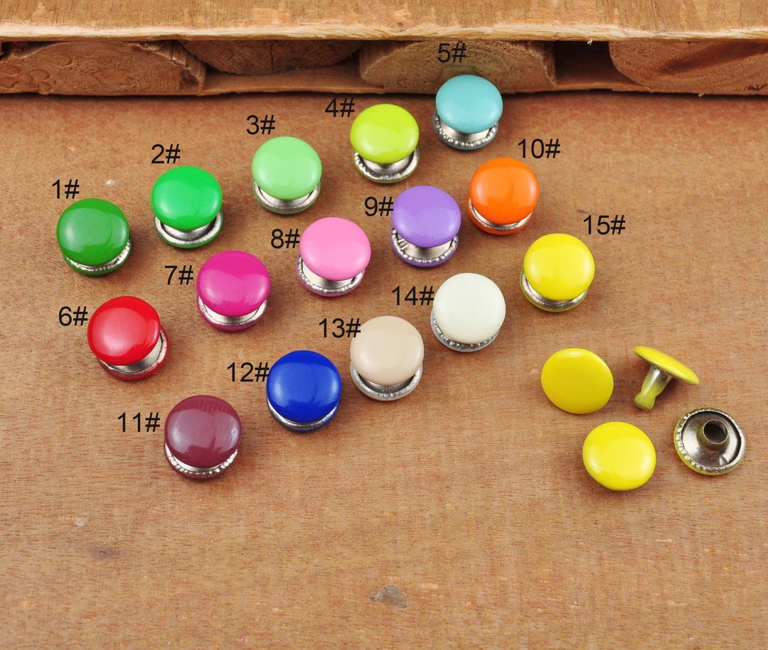 50pc Colorful 9mm Double Cap Rivets,stud Rapid Rivets Leather Craft ...