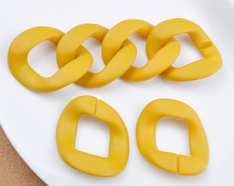 17 eslabones gruesos de cadena acrílica (40 cm de largo), color amarillo jengibre, eslabones abiertos de plástico mate para collar o bolso, 40 x 34 mm