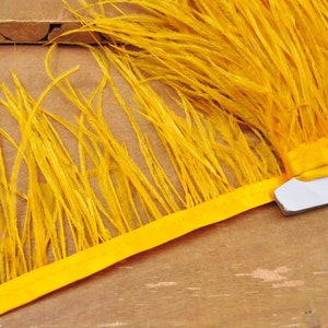 Yellow Feather,1-10 Ostrich Feather Fringe trim,Diy Ostrich Feathers edging for Clothes Ribbon Trims Feather Skirt Plumas Plume Decoration image 2
