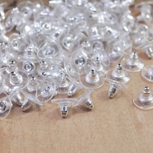 100/200 Earring Backs with Pads,Silver Plated Earring Stopper,Disc Earring Stopper,Ear Nuts & Backs,Earring Stopper,For Jewelry Findings