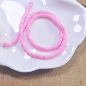 4mm vinyl Heishi beads, Pink polymer clay beads, African vinyl beads, Polymer Clay DIY Making Jewelry Bead,Length 40cm--40#