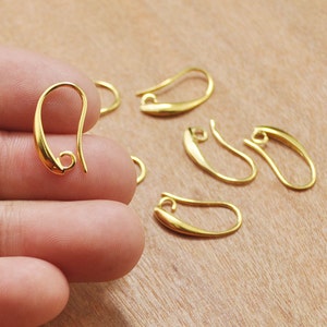 Crochets de boucle d’oreille, fils de boucles d’oreilles, 50pcs d’or Superbes fils d’oreille Boucles d’oreilles en or, crochets d’oreille de base en cuivre en or Drop Earing Findings, 18mm