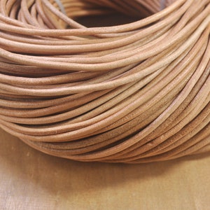10 yards Brown Cowhide cords,4mm Nautral Round Leather Cords For Jewelry Making,Bracelets, Necklaces