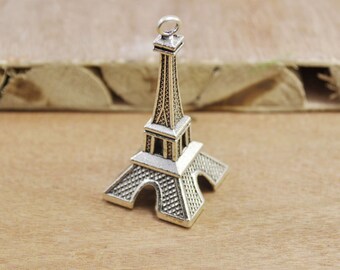 10pcs Antique Silver Large Eiffel tower charm pendants,pairs charm,france pendant,3D tower 46x22mm