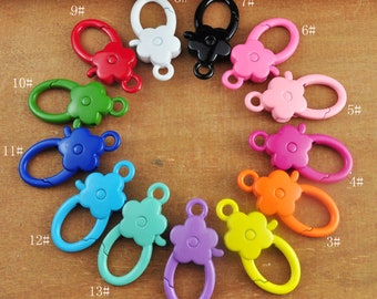 13 Colors Metal Flower Clasp clip, Enamel clasp connector for Keychain, Lobster clasp bag hardware key hook,keyclasp Accessories,37x16mm