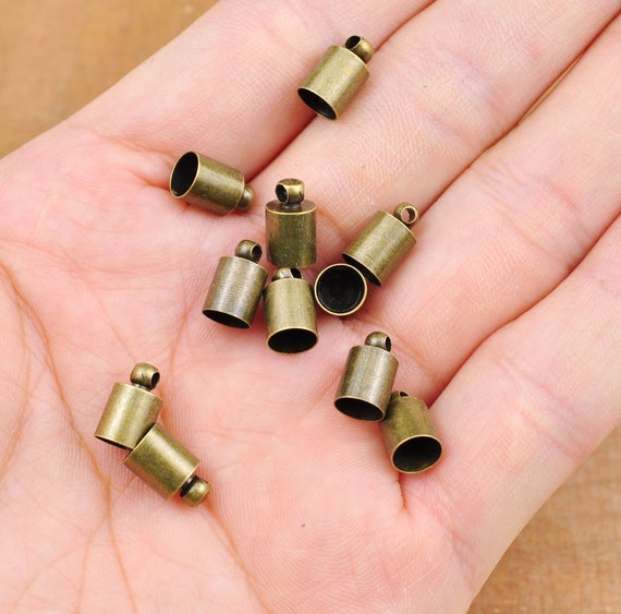 End Caps -100pcs Antique Bronze Brass End Cap Clasp Clips
