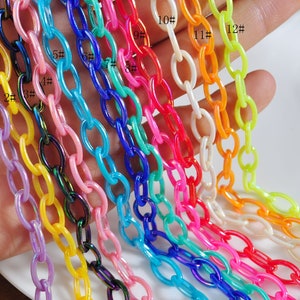 2-50Pcs AB Colour plastic chain,19.6 in, acrylic chain with oval links,Acrylic Chain for DIY Necklaces,Jewelry, Mask necklace，Eyeglass Chain