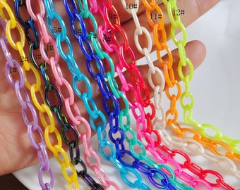 2-50Pcs AB Colour plastic chain,19.6 in, acrylic chain with oval links,Acrylic Chain for DIY Necklaces,Jewelry, Mask necklace，Eyeglass Chain