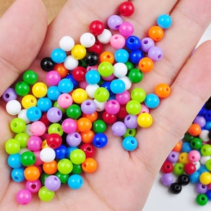 200/500 stuks 6 mm ronde kralen, acryl kauwgomballen bubblegum kralen, gemengde kleur ronde spacer kralen, spacer kralen, kleine plastic ronde gladde kraal.