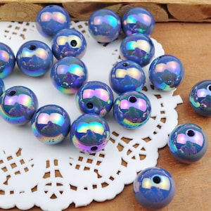 10pcs/lot 16mm Cowboy AB Round Beads, Iridescent Acrylic Gumball Beads, Round Spacer Beads,Bubblegum Beads,Plastic Round Bead,Jewelry beads