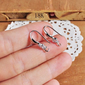 10-100pcs Silver Earring Hooks, 18K Rhodium Plated Brass Earwires,Earring Wires， Jewelry Supplies，Wholesale Earring Hooks