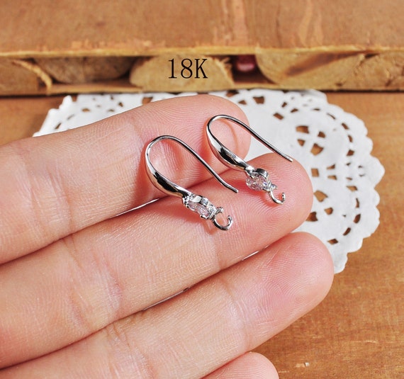 10-100pcs Silver Earring Hooks, 18K Rhodium Plated Brass Earwires