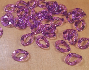 50Pcs Purple Transparent Plastic Chain, Chunky chain links, Open chain links, Curb chain links, Acrylic Chains for Jewelry Making Chain